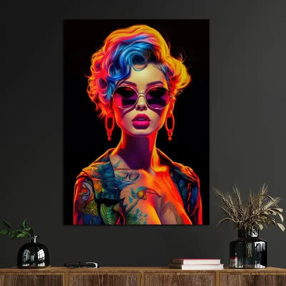 Beautiful Tattoo Girl Vibrant Artistic Canvas Print 12" X 16" Art:Art Prints Style Your Walls